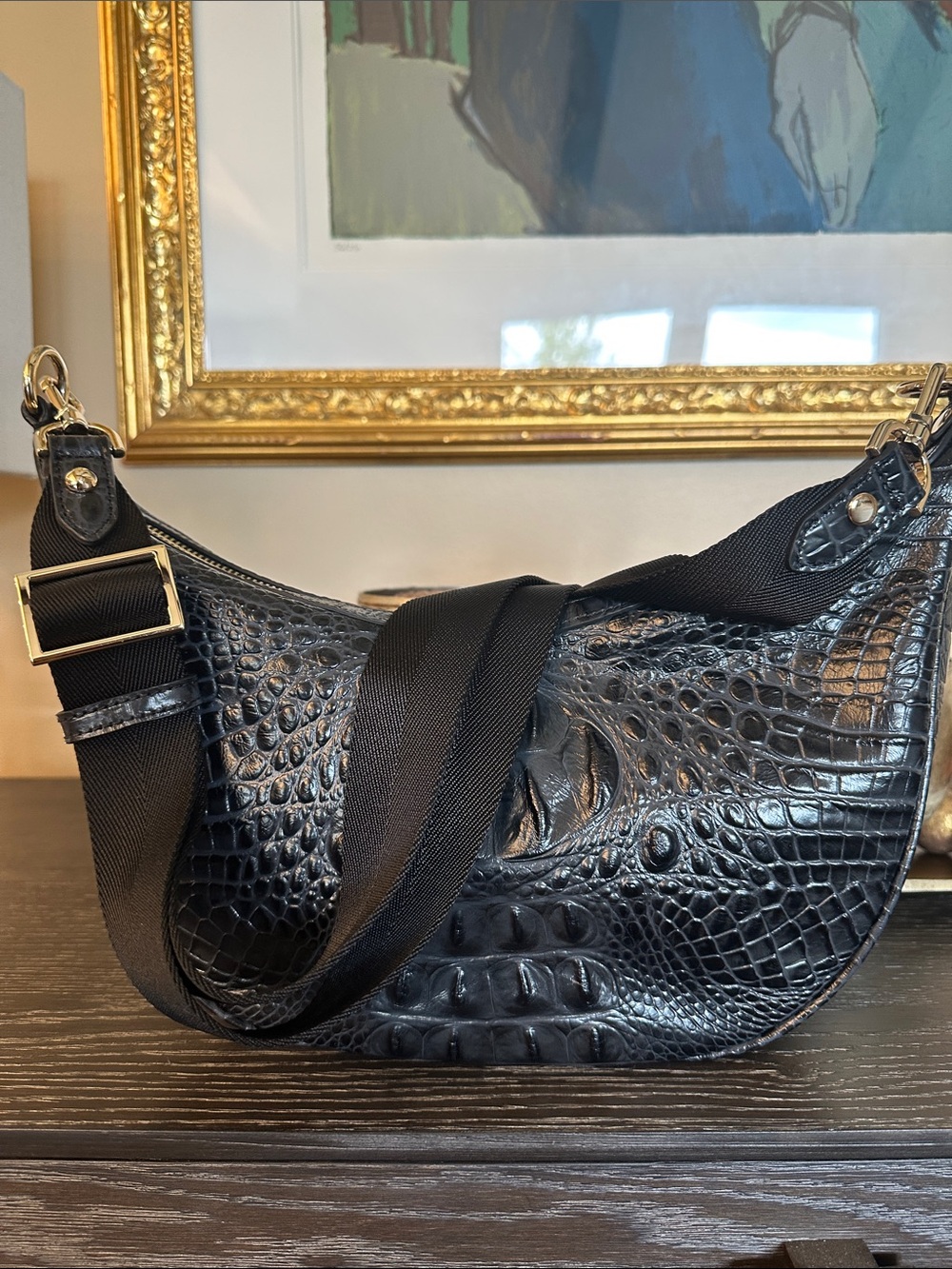 Brahmin Percy Crossbody Bag, Black Alden Road - Picture 3 of 11